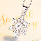 Winter Snowflake Pendant Necklace for Women Silver