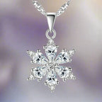 Winter Snowflake Pendant Necklace for Women Silver