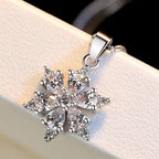 Winter Snowflake Pendant Necklace for Women Silver