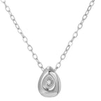 Water Drop Pendant Necklace with Silver Zircon Pearl