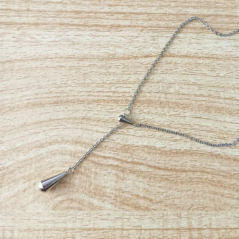 Fine Silver Water Drop Pendant Necklace