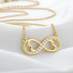 Infinity Heart Pendant Necklace with Gold Zircon
