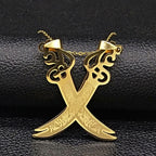 Islamic Muslim Pendant Necklace Ali Zulfikar Sword gold
