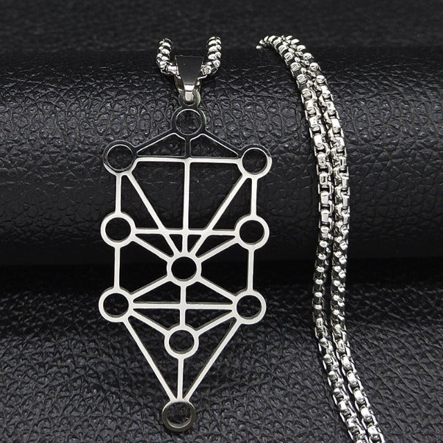 Kabbalah Pendant Necklace Tree of Life Sephiroth Diagram silver