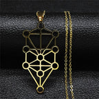 Kabbalah Pendant Necklace Tree of Life Sephiroth Diagram gold