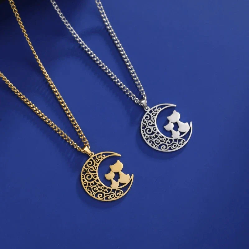 Cat Moon Pendant Necklace