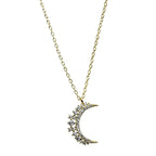Moon Pendant Necklace in Zircon for Women gold