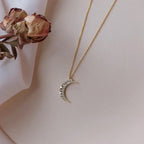 Moon Pendant Necklace in Zircon for Women gold