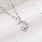 Moon and Cats Pendant Necklace with Crystal