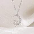 Moon and Cats Pendant Necklace with Crystal