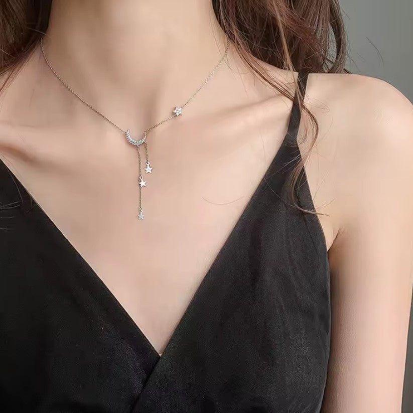 Moon Star Celestial Pendant Necklace for Women