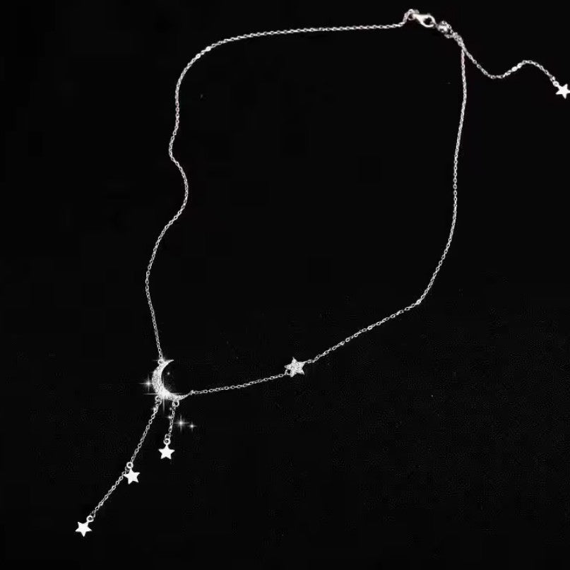 Moon Star Celestial Pendant Necklace for Women