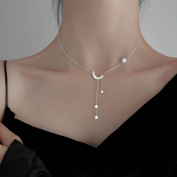Moon Star Celestial Pendant Necklace for Women