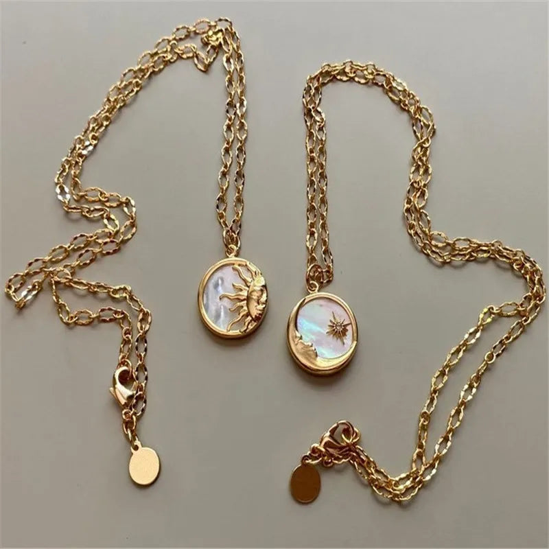 Moon or Sun Round Pendant Necklace