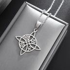 Wiccan Witch Knot Protection Pendant Necklace silver