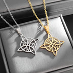 Wiccan Witch Knot Protection Pendant Necklace gold