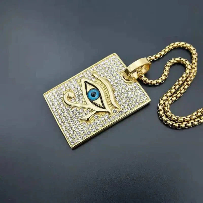 Egyptian Eye of Horus Oudjat Gold Necklace & Pendant