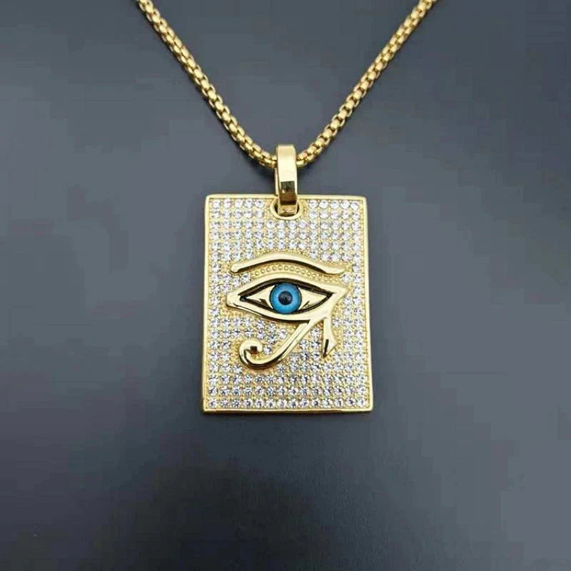 Egyptian Eye of Horus Oudjat Gold Necklace & Pendant