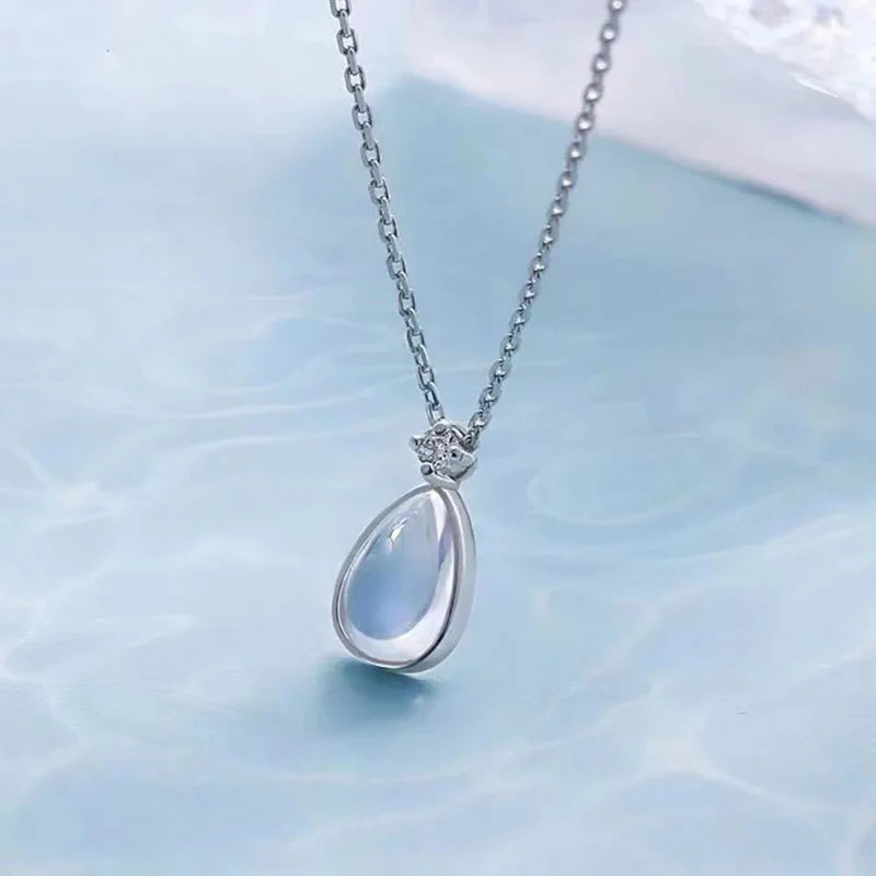 Oval Pendant Necklace Women's Fertility Moonstone