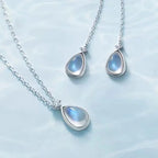 Oval Pendant Necklace Women's Fertility Moonstone