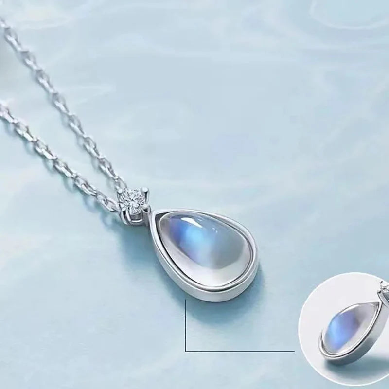 Oval Pendant Necklace Women's Fertility Moonstone