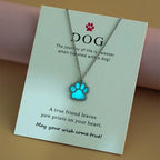 Blue Dog Paw Pendant Necklace