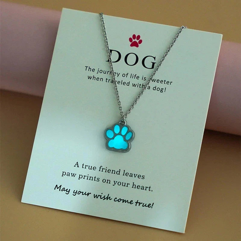 Blue Dog Paw Pendant Necklace