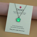 Green Dog Paw Pendant Necklace