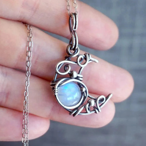 Vintage Moonstone Pendant Necklace c