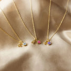 Birthstone Pendant Necklace with Zodiac Sign Silver & Gold