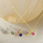 Birthstone Pendant Necklace with Zodiac Sign Silver & Gold