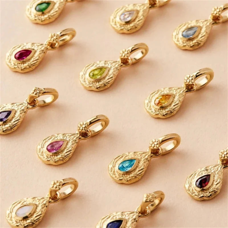 Colored Birthstone Pendant Necklace