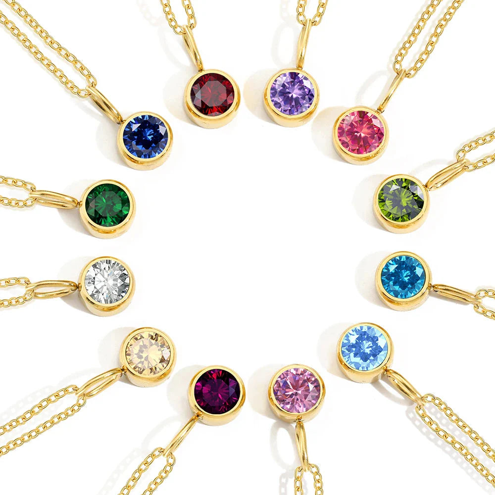 Birthstone Pendant Necklace Gold & Silver