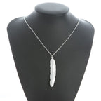 Silver Feather Pendant Necklace for Women