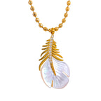 Feather Pendant Necklace with Zircon