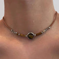 Tiger Eye Choker Pendant Necklace
