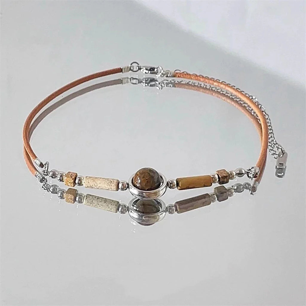 Tiger Eye Choker Pendant Necklace