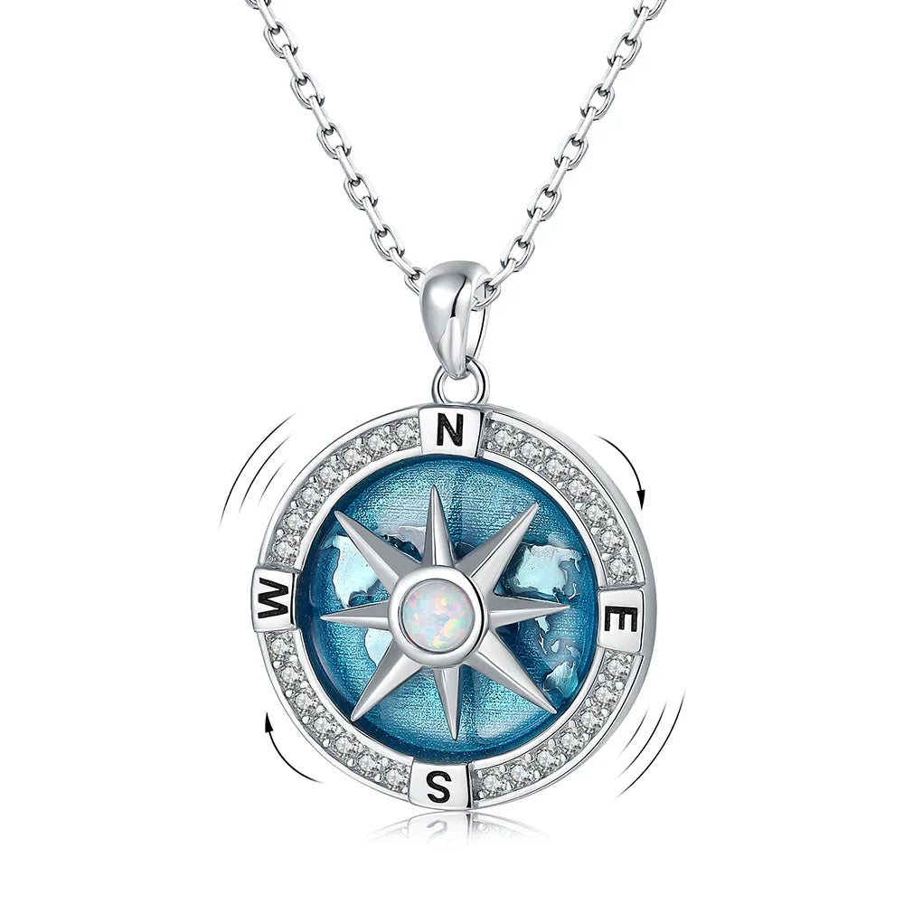 Rotating Pendant Necklace Compass Wind Rose
