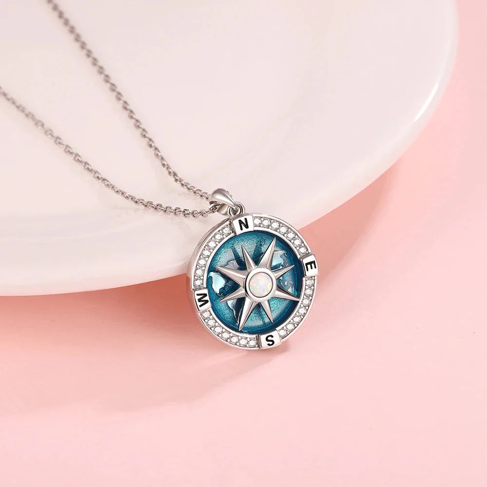 Rotating Pendant Necklace Compass Wind Rose