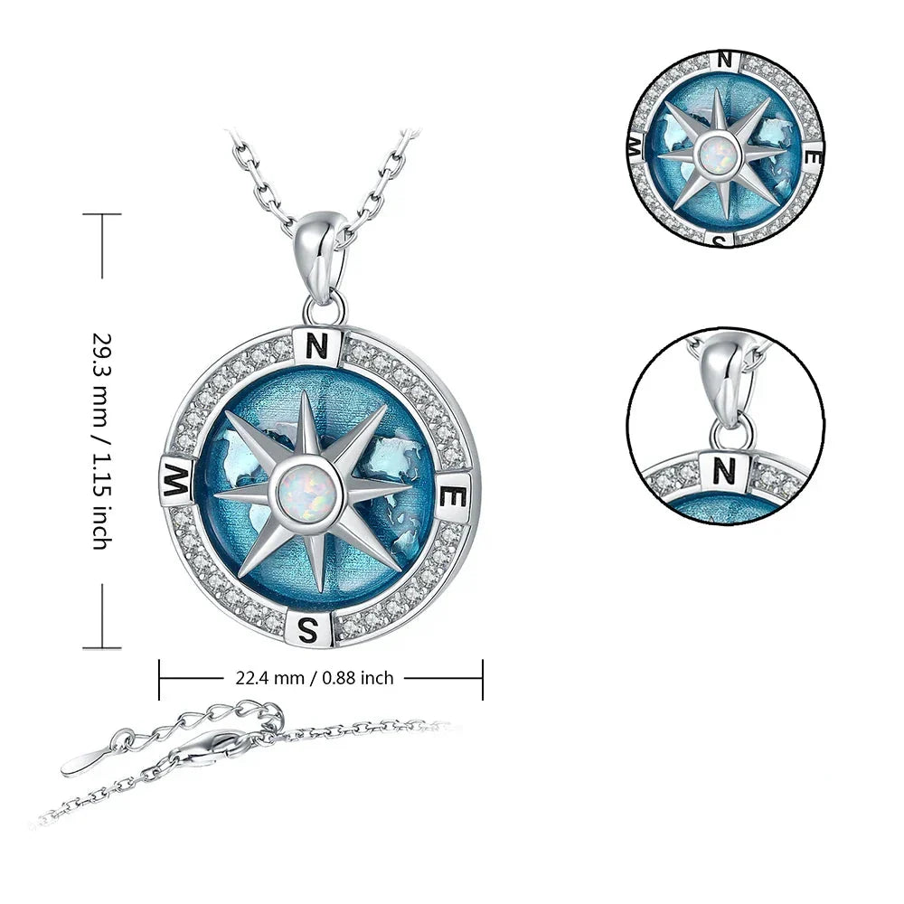 Rotating Pendant Necklace Compass Wind Rose
