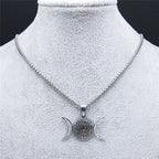 Hecate Wheel Pendant Necklace Witchcraft Wiccan Strophalos silver 50 cm