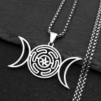 Hecate Wheel Pendant Necklace Witchcraft Wiccan Strophalos silver 50 cm
