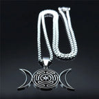 Hecate Wheel Pendant Necklace Witchcraft Wiccan Strophalos silver 50 cm