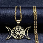 Hecate Wheel Pendant Necklace Witchcraft Wiccan Strophalos gold 60 cm