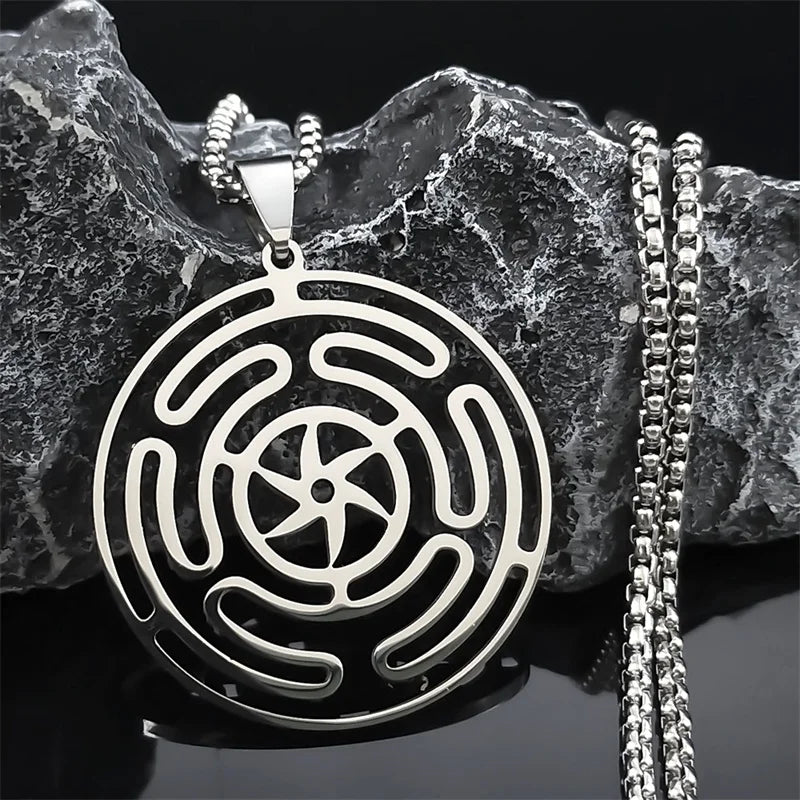 Hecate's Wheel Strophalos Pendant Necklace Silver