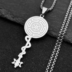Hecate's Wheel Strophalos Witchcraft Wiccan Pendant Necklace silver 50 cm