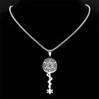 Hecate's Wheel Strophalos Witchcraft Wiccan Pendant Necklace silver 50 cm