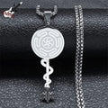 Hecate's Wheel Strophalos Witchcraft Wiccan Pendant Necklace silver 50 cm