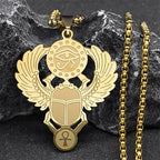 Egyptian Scarab Pendant Necklace Eye of Horus gold