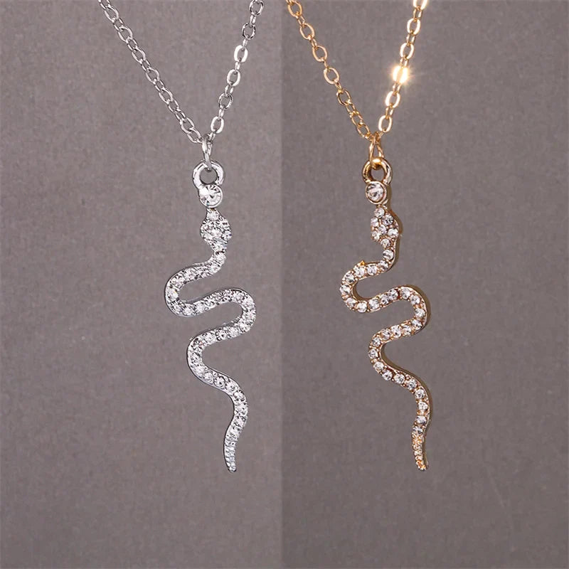 Snake Pendant Necklace Zircons